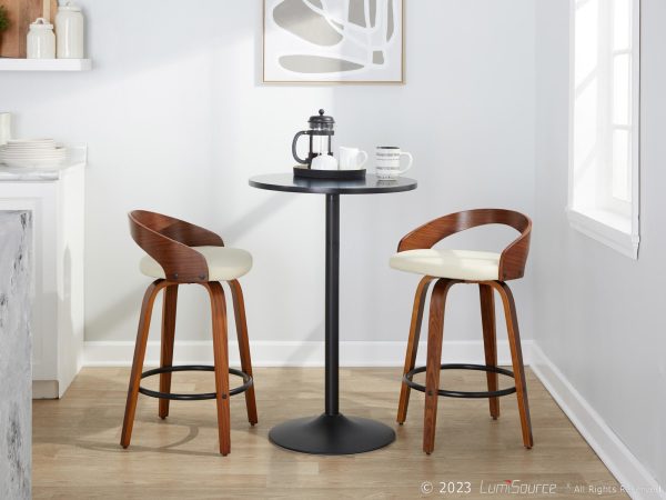 Grotto 26 Mid Century Modern Cream Swivel Counter Stools Set of 2 2
