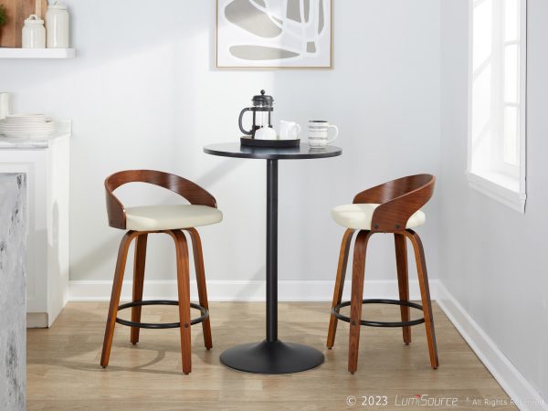 Grotto 26 Mid Century Modern Cream Swivel Counter Stools Set of 2 3