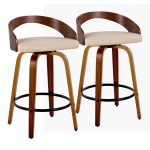 Grotto 26 Mid-Century Modern Cream Swivel Counter Stools (Set of 2)