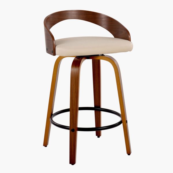 Grotto 26 Mid Century Modern Cream Swivel Counter Stools Set of 2 5