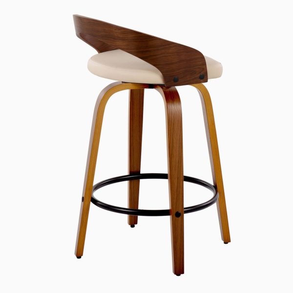 Grotto 26 Mid Century Modern Cream Swivel Counter Stools Set of 2 7