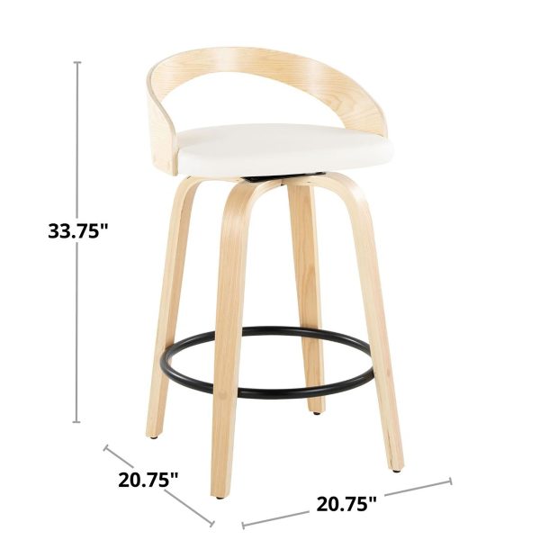 Grotto 26 Mid Century Modern Swivel Counter Stool Zebra Set of 2 1