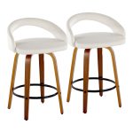 Grotto 26 Walnut Wood White Velvet Contemporary Swivel Stool (Set of 2) 9 Grotto 26 Walnut Wood White Velvet Contemporary Swivel Stool (Set of 2)