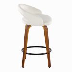 Grotto 26 Walnut Wood White Velvet Contemporary Swivel Stool (Set of 2) 11 Grotto 26 Walnut Wood White Velvet Contemporary Swivel Stool (Set of 2)