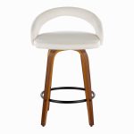 Grotto 26 Walnut Wood White Velvet Contemporary Swivel Stool (Set of 2) 14 Grotto 26 Walnut Wood White Velvet Contemporary Swivel Stool (Set of 2)