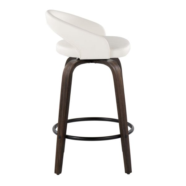 Grotto 26 White Faux Leather Contemporary Swivel Stool Set of 2 4