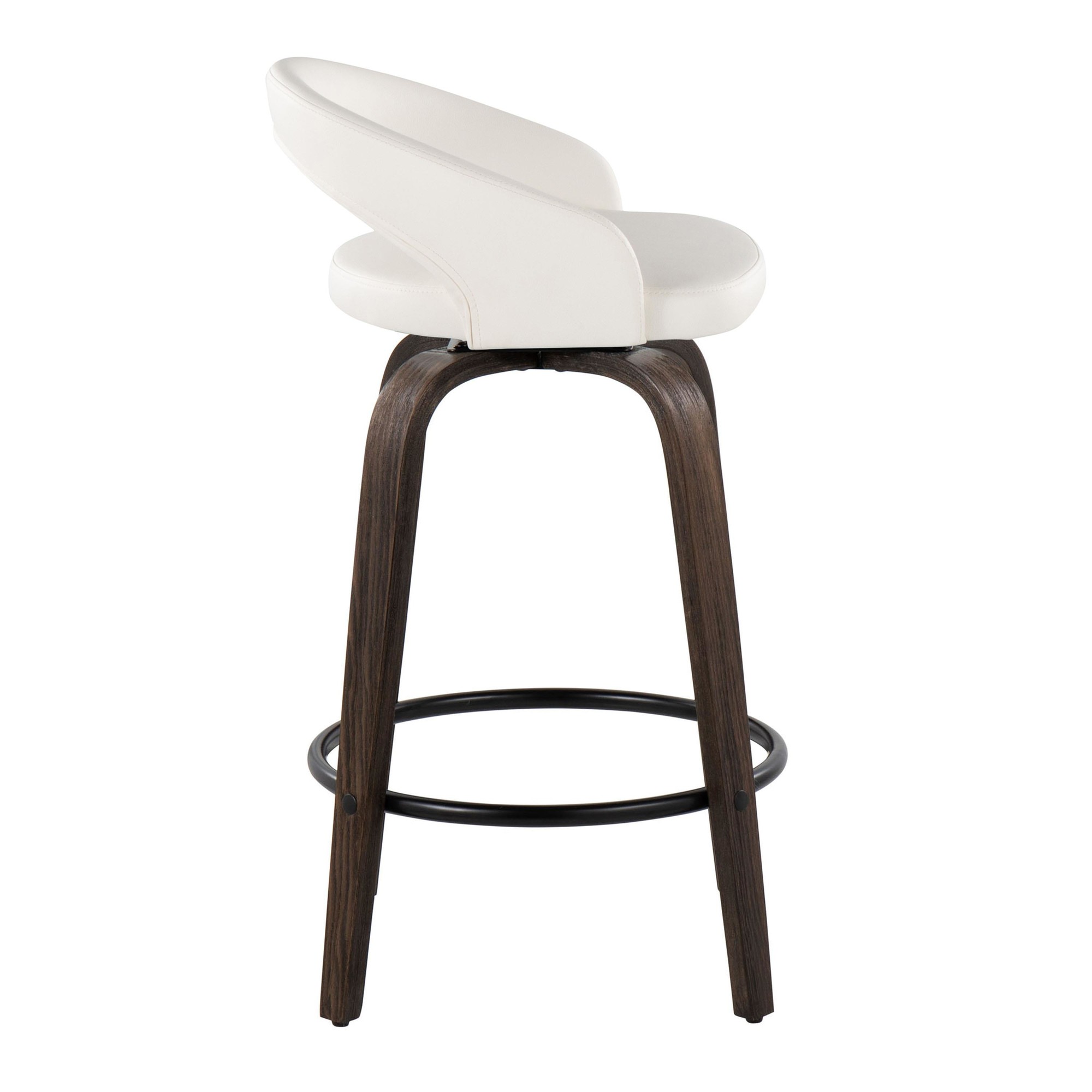 Grotto 26" White Faux Leather Contemporary Swivel Stool (Set of 2) 5 Grotto 26" White Faux Leather Contemporary Swivel Stool (Set of 2) - Image 5