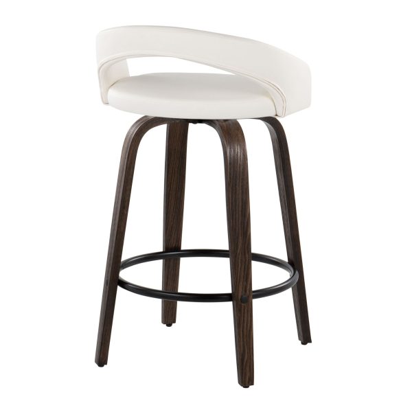 Grotto 26 White Faux Leather Contemporary Swivel Stool Set of 2 5