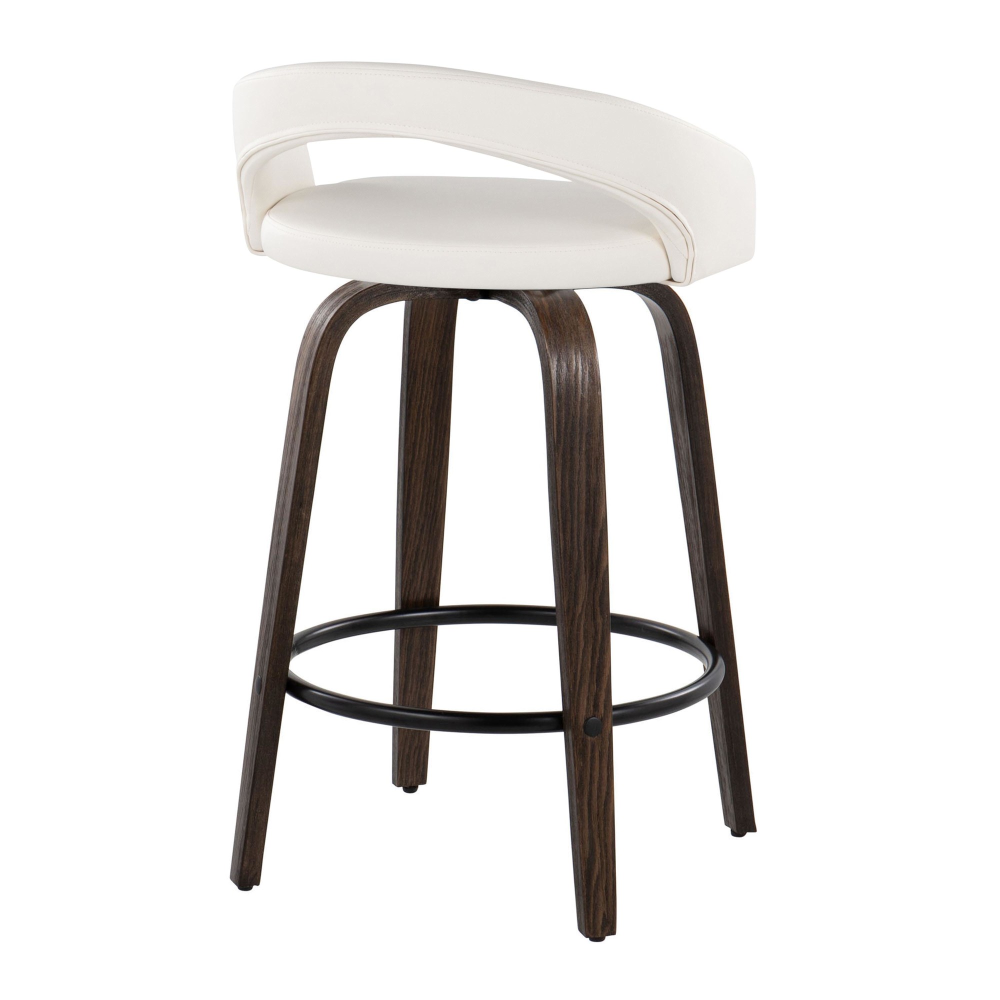 Grotto 26" White Faux Leather Contemporary Swivel Stool (Set of 2) 6 Grotto 26" White Faux Leather Contemporary Swivel Stool (Set of 2) - Image 6