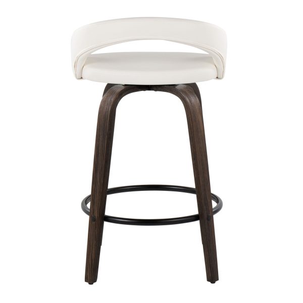 Grotto 26 White Faux Leather Contemporary Swivel Stool Set of 2 6