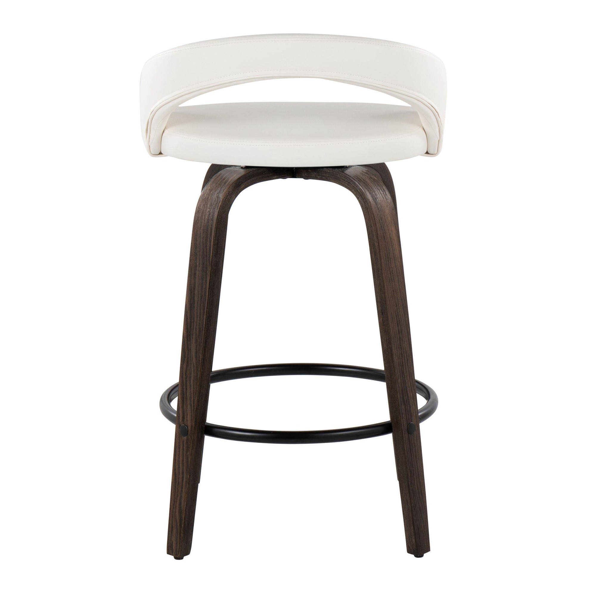 Grotto 26" White Faux Leather Contemporary Swivel Stool (Set of 2) 7 Grotto 26" White Faux Leather Contemporary Swivel Stool (Set of 2) - Image 7