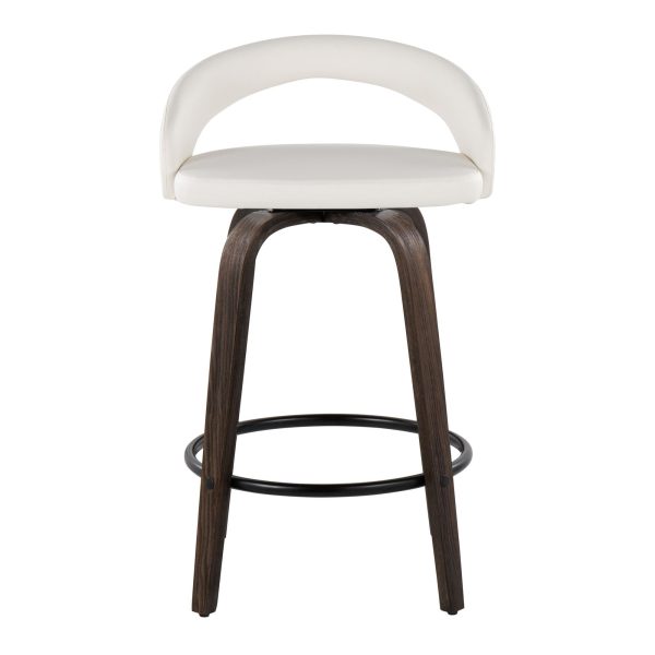 Grotto 26 White Faux Leather Contemporary Swivel Stool Set of 2 7