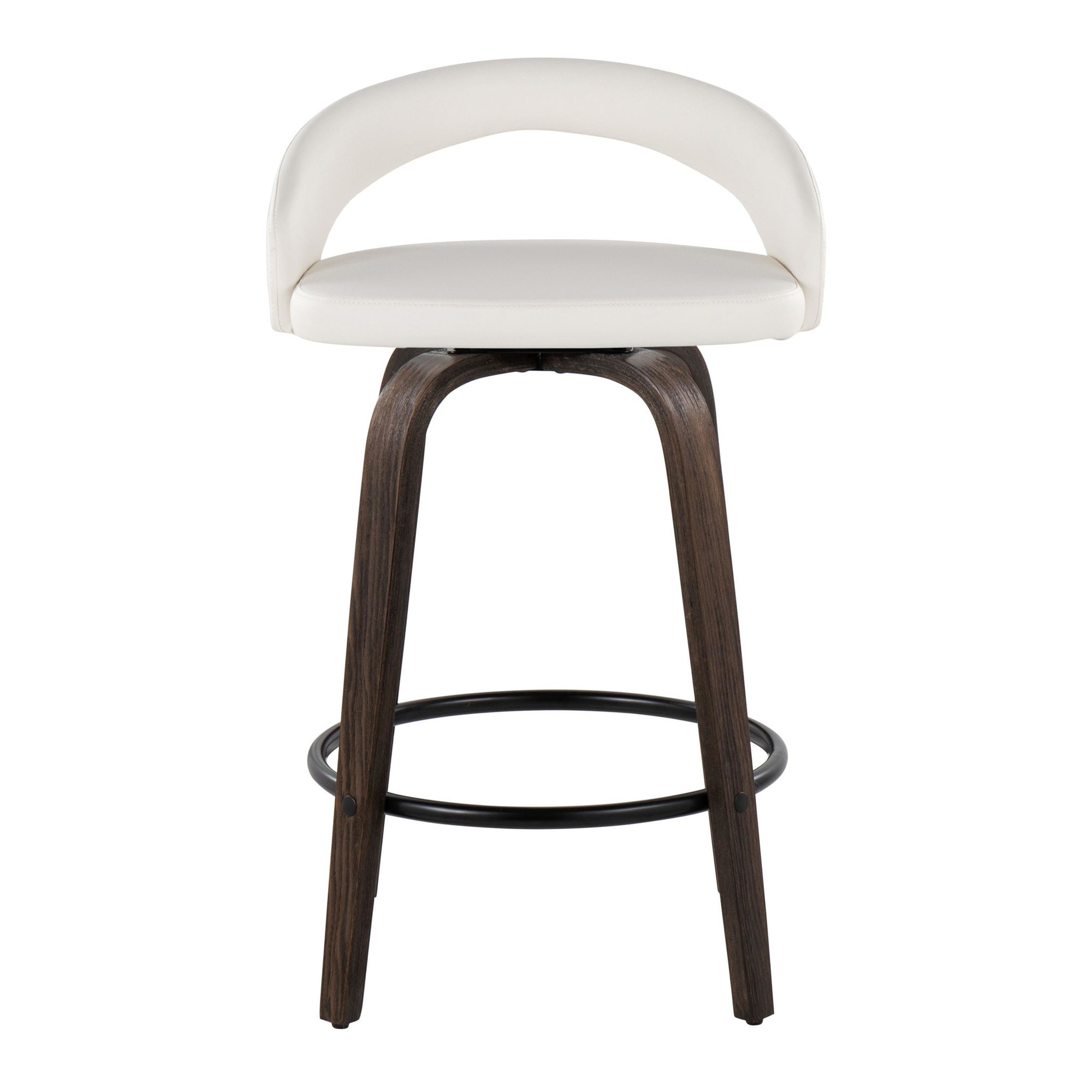Grotto 26" White Faux Leather Contemporary Swivel Stool (Set of 2) 8 Grotto 26" White Faux Leather Contemporary Swivel Stool (Set of 2) - Image 8