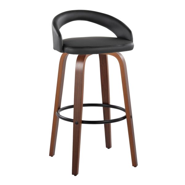 Grotto 30 Contemporary Black Faux Leather Swivel Barstool Set of 2 1