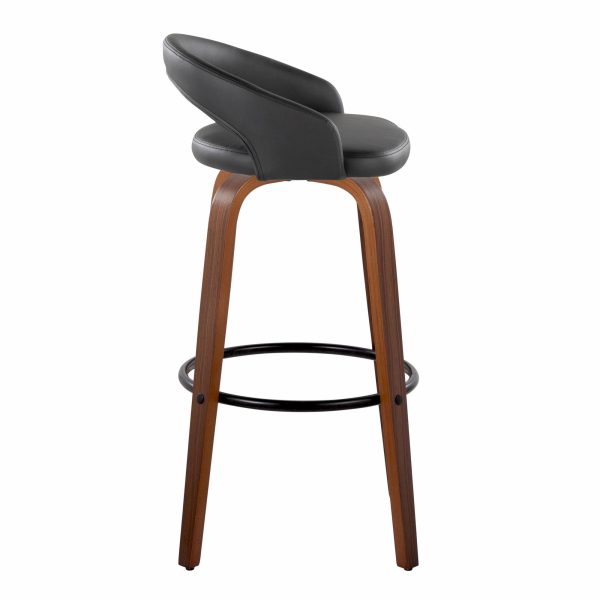 Grotto 30 Contemporary Black Faux Leather Swivel Barstool Set of 2 2