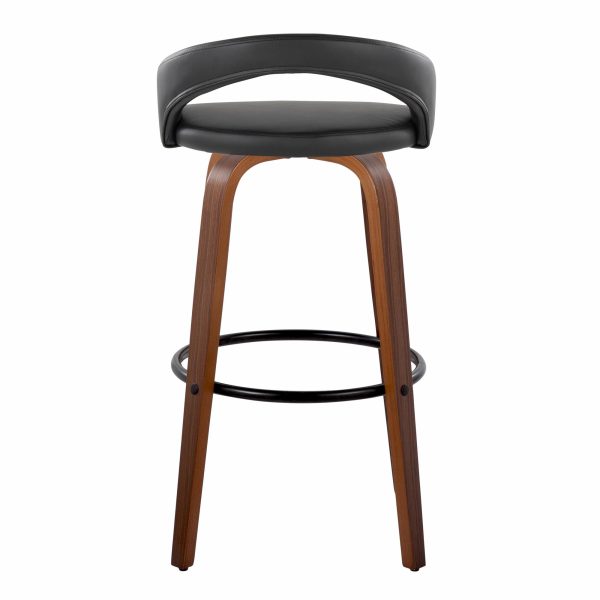 Grotto 30 Contemporary Black Faux Leather Swivel Barstool Set of 2 4