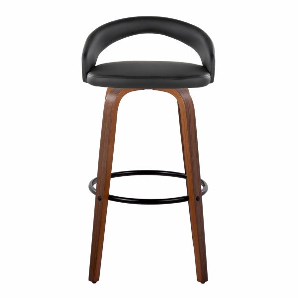 Grotto 30 Contemporary Black Faux Leather Swivel Barstool Set of 2 5