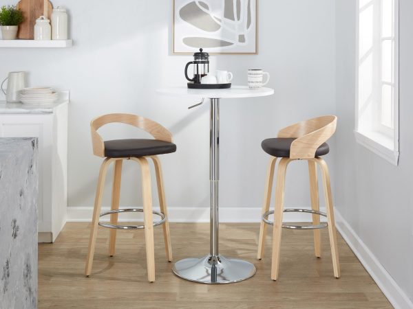 Grotto 30 Contemporary Brown Swivel Barstools Set of 2 1