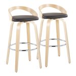 Grotto 30 Contemporary Brown Swivel Barstools (Set of 2)
