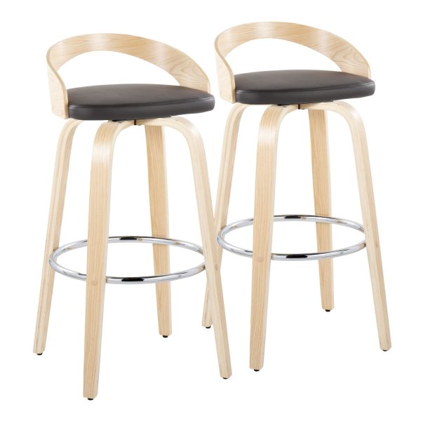 Grotto 30 Contemporary Brown Swivel Barstools Set of 2 4