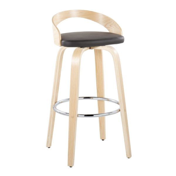 Grotto 30 Contemporary Brown Swivel Barstools Set of 2 5