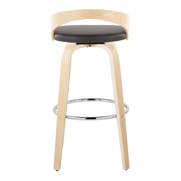 Grotto 30 Contemporary Brown Swivel Barstools Set of 2 8
