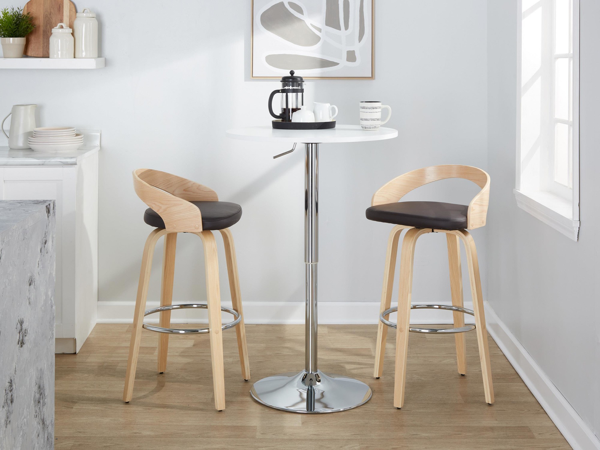 Grotto 30 Contemporary Brown Swivel Barstools (Set of 2) 1 Grotto 30 Contemporary Brown Swivel Barstools (Set of 2)