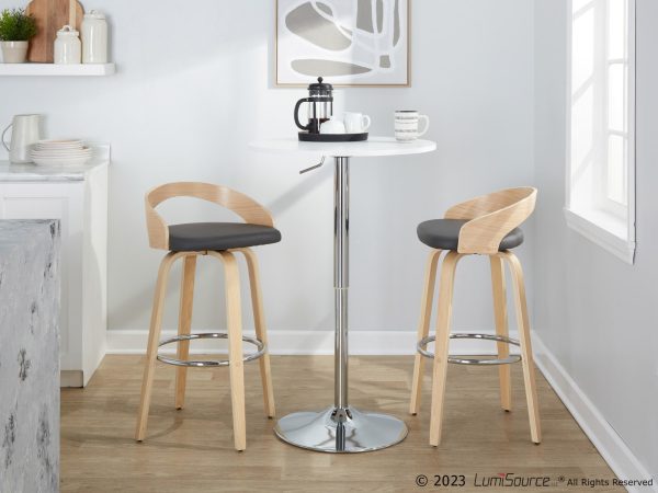 Grotto 30 Contemporary Grey Faux Leather Swivel Barstool Set of 2 1