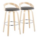 Grotto 30 Contemporary Grey Faux Leather Swivel Barstool (Set of 2) 12 Grotto 30 Contemporary Grey Faux Leather Swivel Barstool (Set of 2)