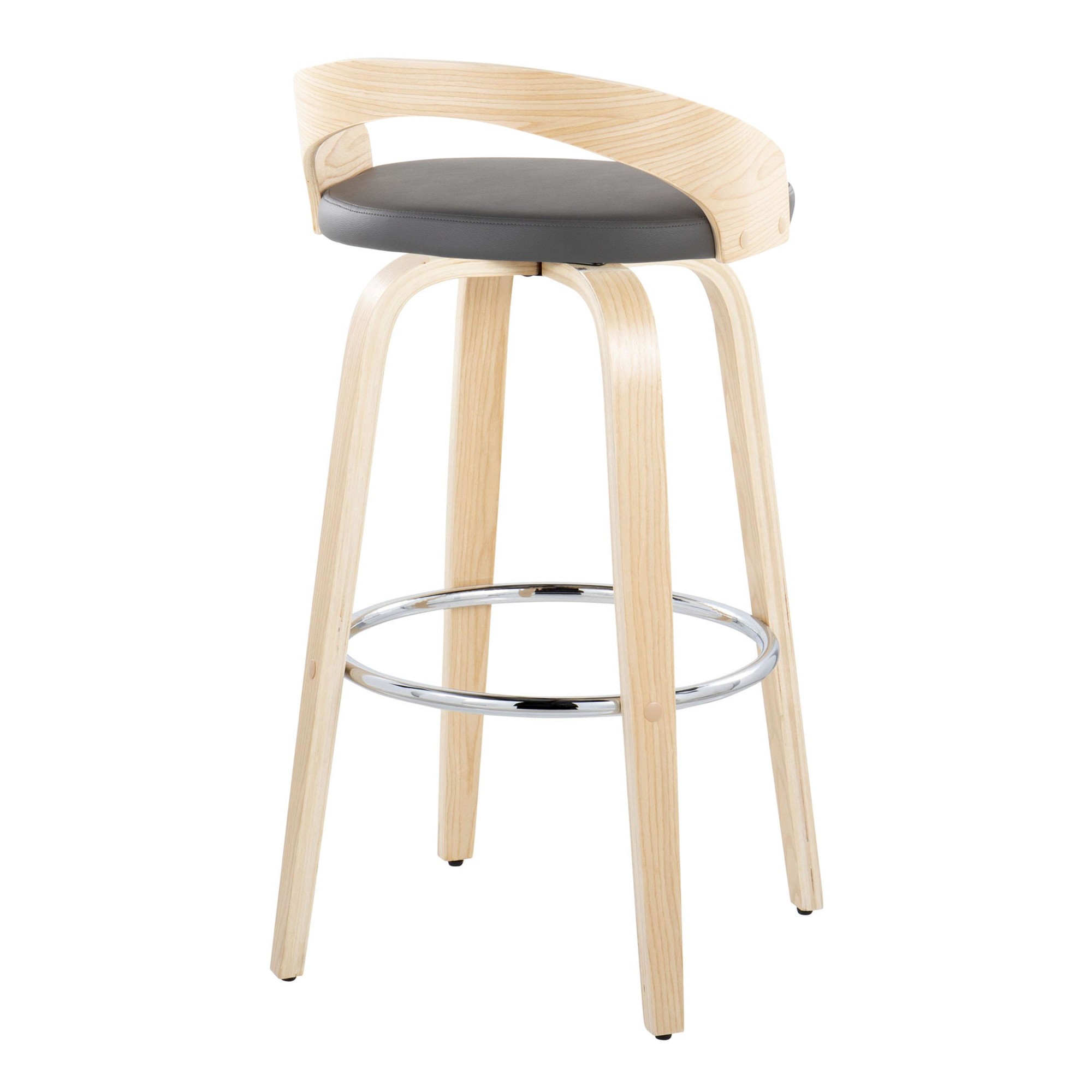 Grotto 30 Contemporary Grey Faux Leather Swivel Barstool (Set of 2) 6 Grotto 30 Contemporary Grey Faux Leather Swivel Barstool (Set of 2) - Image 6