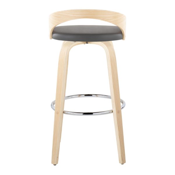 Grotto 30 Contemporary Grey Faux Leather Swivel Barstool Set of 2 7