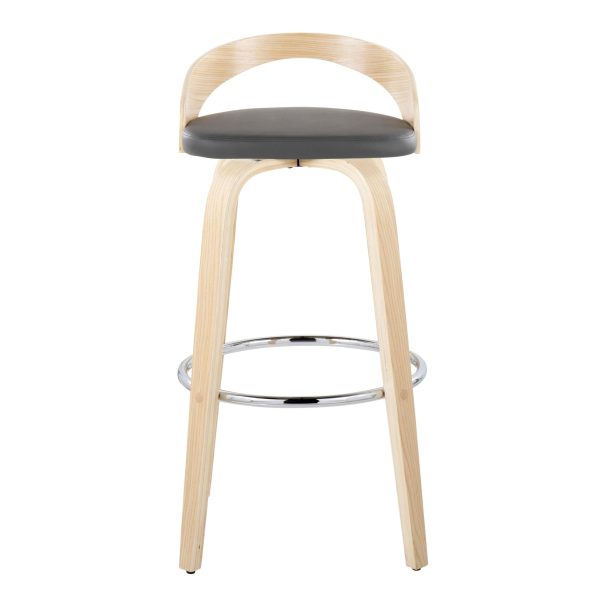 Grotto 30 Contemporary Grey Faux Leather Swivel Barstool Set of 2 8
