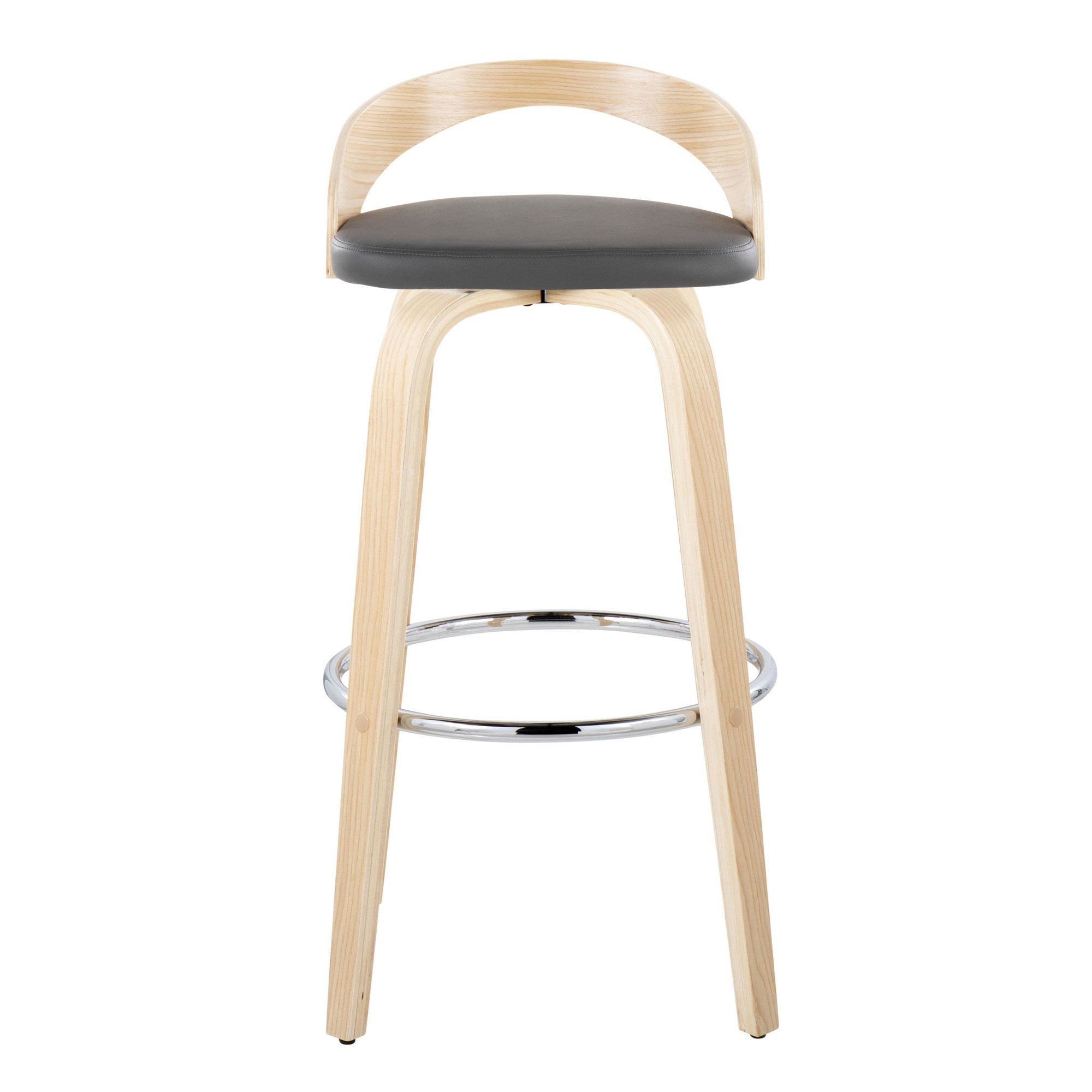 Grotto 30 Contemporary Grey Faux Leather Swivel Barstool (Set of 2) 8 Grotto 30 Contemporary Grey Faux Leather Swivel Barstool (Set of 2) - Image 8