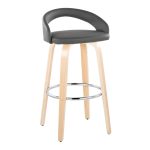 Grotto 30" Contemporary Grey Faux Leather Swivel Barstools (Set of 2) 14 Grotto 30" Contemporary Grey Faux Leather Swivel Barstools (Set of 2)