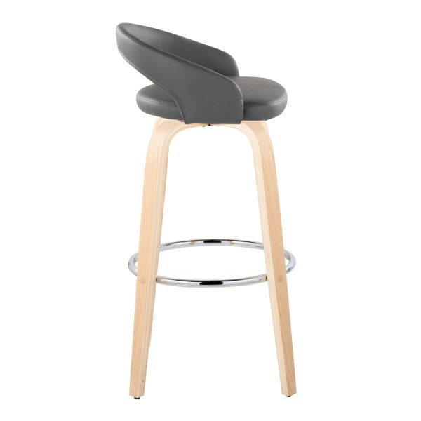 Grotto 30 Contemporary Grey Faux Leather Swivel Barstools Set of 2 4