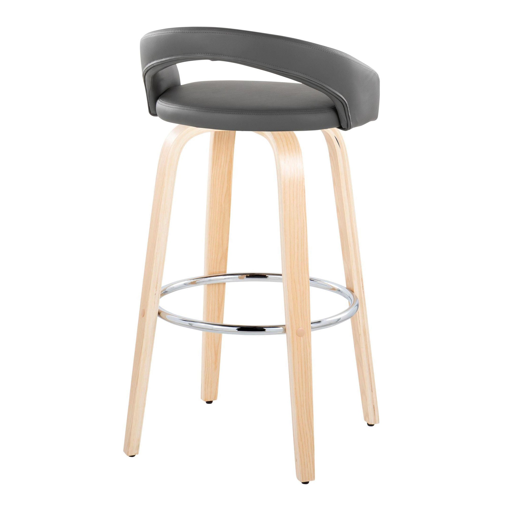 Grotto 30" Contemporary Grey Faux Leather Swivel Barstools (Set of 2) 6 Grotto 30" Contemporary Grey Faux Leather Swivel Barstools (Set of 2) - Image 6