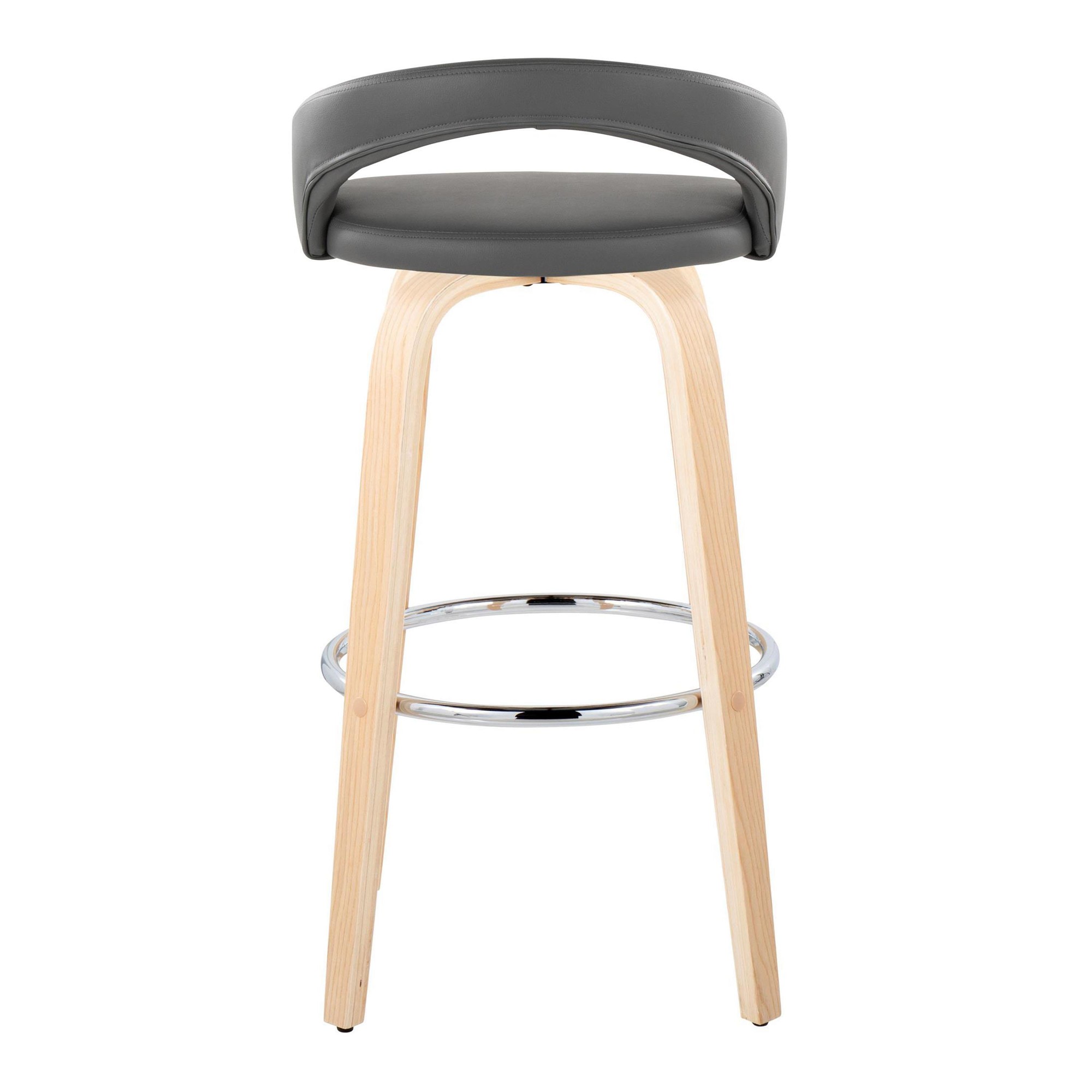 Grotto 30" Contemporary Grey Faux Leather Swivel Barstools (Set of 2) 7 Grotto 30" Contemporary Grey Faux Leather Swivel Barstools (Set of 2) - Image 7