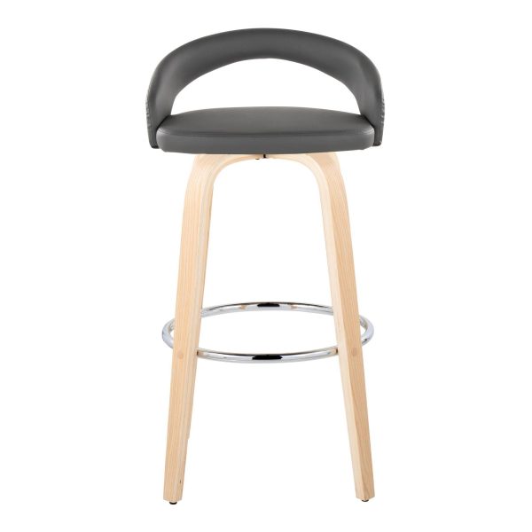 Grotto 30 Contemporary Grey Faux Leather Swivel Barstools Set of 2 7