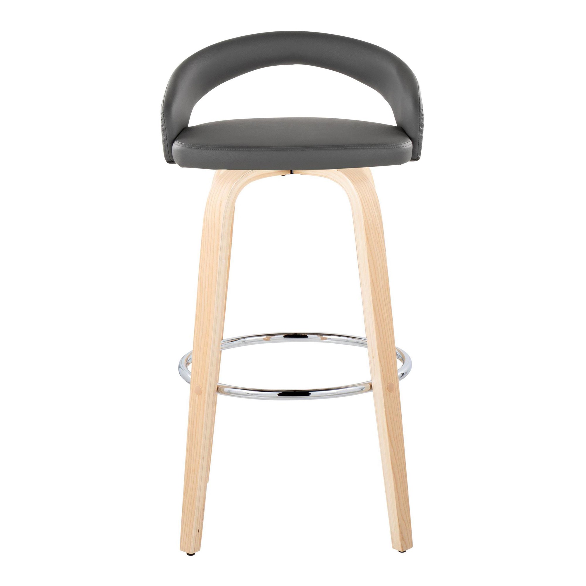 Grotto 30" Contemporary Grey Faux Leather Swivel Barstools (Set of 2) 8 Grotto 30" Contemporary Grey Faux Leather Swivel Barstools (Set of 2) - Image 8