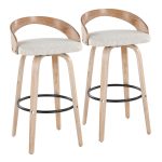 Grotto 30 Contemporary Oat Swivel Barstool White Washed Wood (Set of 2) 13 Grotto 30 Contemporary Oat Swivel Barstool White Washed Wood (Set of 2)