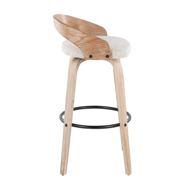 Grotto 30 Contemporary Oat Swivel Barstool White Washed Wood Set of 2 4