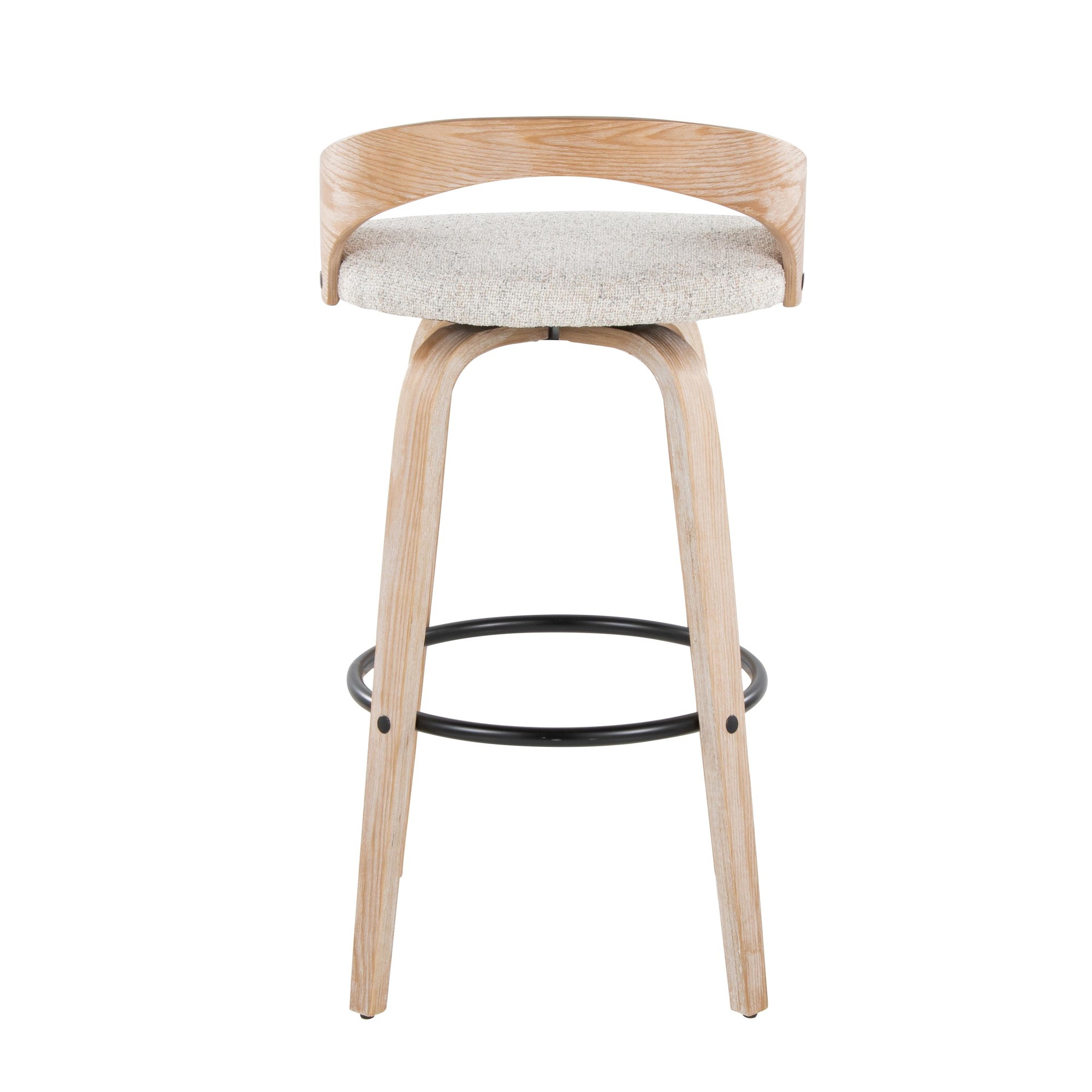 Grotto 30 Contemporary Oat Swivel Barstool White Washed Wood (Set of 2) 7 Grotto 30 Contemporary Oat Swivel Barstool White Washed Wood (Set of 2) - Image 7