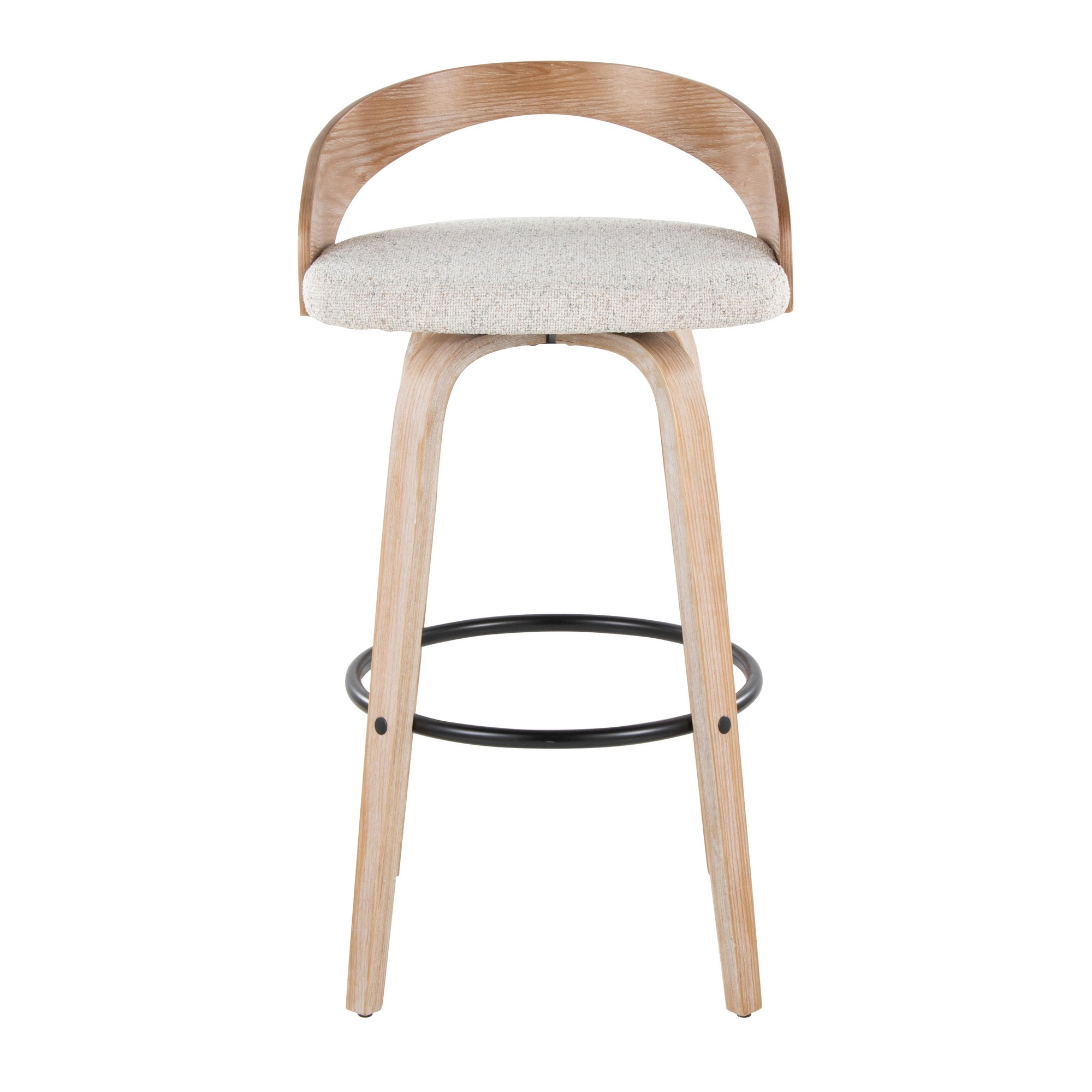 Grotto 30 Contemporary Oat Swivel Barstool White Washed Wood (Set of 2) 8 Grotto 30 Contemporary Oat Swivel Barstool White Washed Wood (Set of 2) - Image 8