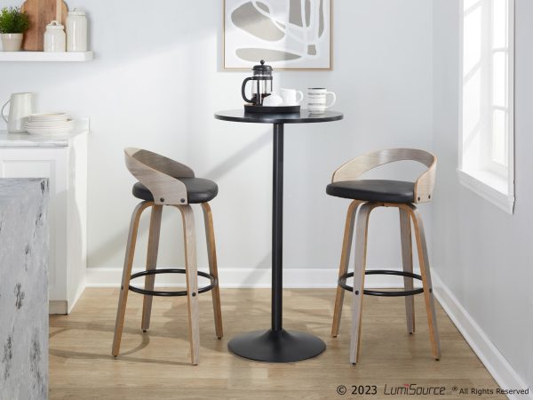 Grotto 30 Contemporary Swivel Barstools Light GreyBlack Set of 2 2