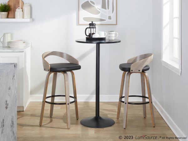 Grotto 30 Contemporary Swivel Barstools Light GreyBlack Set of 2 3
