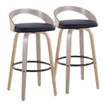 Grotto 30 Contemporary Swivel Barstools Light Grey/Black (Set of 2) 16 Grotto 30 Contemporary Swivel Barstools Light Grey/Black (Set of 2)
