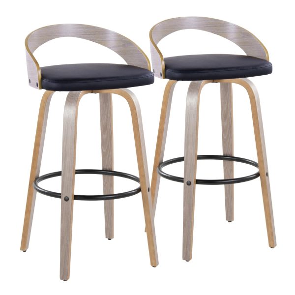 Grotto 30 Contemporary Swivel Barstools Light GreyBlack Set of 2 4