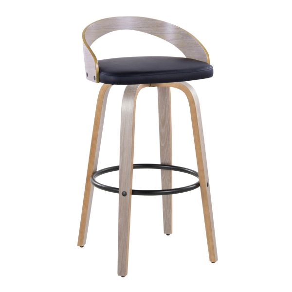 Grotto 30 Contemporary Swivel Barstools Light GreyBlack Set of 2 5