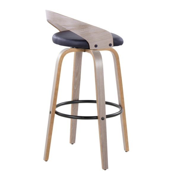 Grotto 30 Contemporary Swivel Barstools Light GreyBlack Set of 2 7