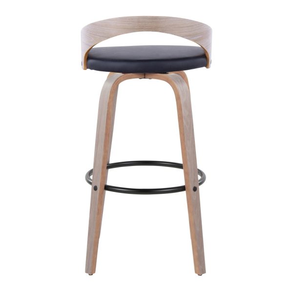 Grotto 30 Contemporary Swivel Barstools Light GreyBlack Set of 2 8